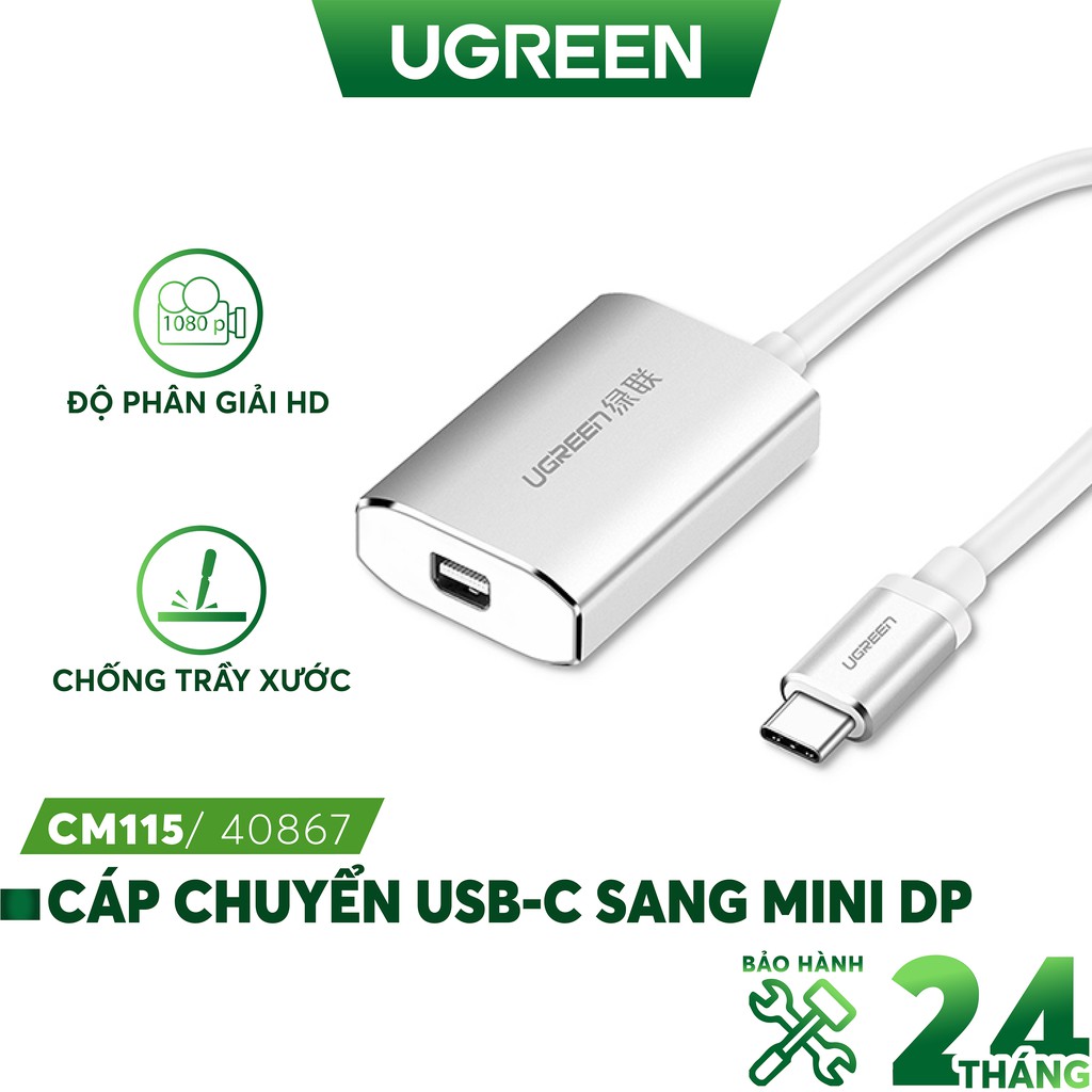 [Mã ELMALL300K giảm 5% đơn 500K] Cáp chuyển đổi USB type C sang Mini Displayport UGREEN CM115 40867