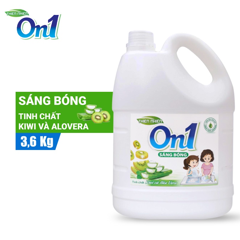 Nước Rửa Chén On1 Hương Kiwi và Aloe Vera 3.6Kg N5ON1 - Sạch Bóng Vết Dầu Mỡ