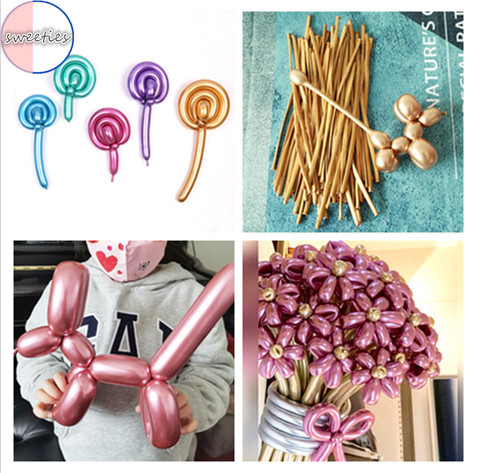 10 Bong Bóng Kim Loại Dài 1.2m Hình Động Vật Hoa Trang Trí Tiệc Cưới