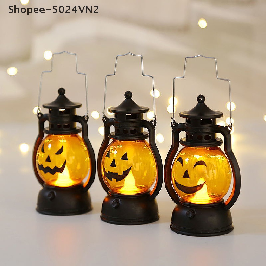 [Mới &amp; Halloween &amp;] Đèn Dầu Bóng LED Hình Quả Bí Ngô Ma Trang Trí Tiệc Halloween Cho Bé