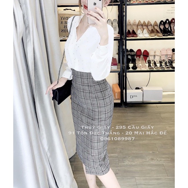 [SIÊU RẺ] [HÀNG THIẾT KẾ] CHÂN VÁY KẺ BÚT CHÌ CV001 | BigBuy360 - bigbuy360.vn