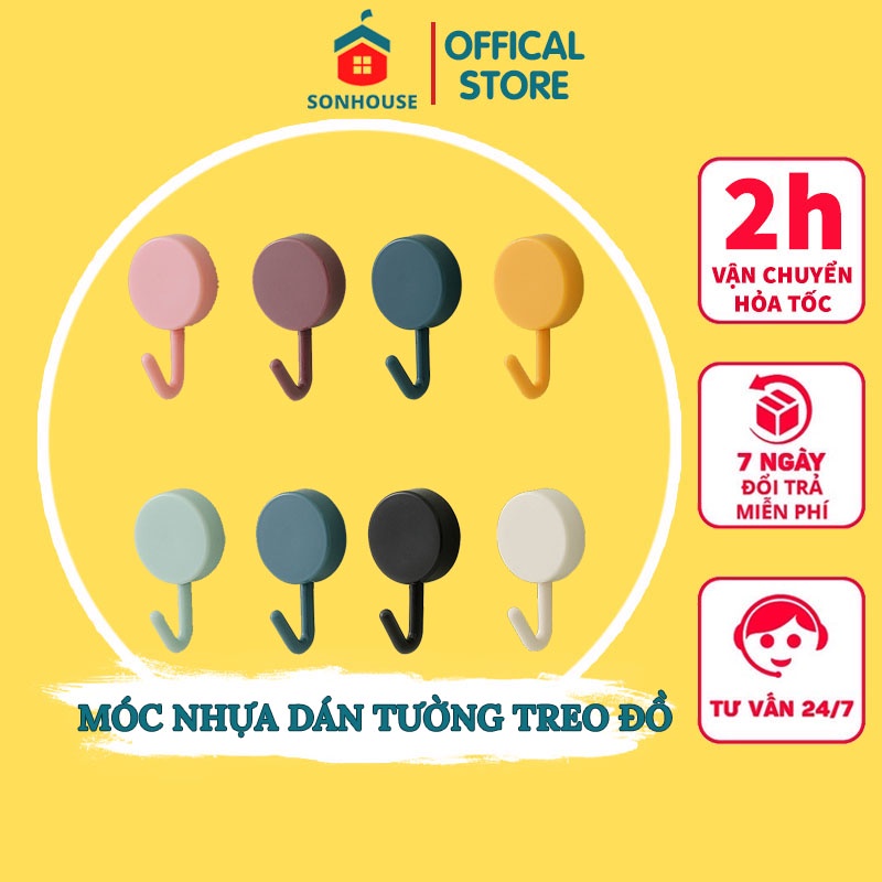 Móc Nhựa Tròn Dán Tường Đa Năng Treo Đồ Dùng Gia Đình Siêu Dính Tiện Lợi SONHOUSE