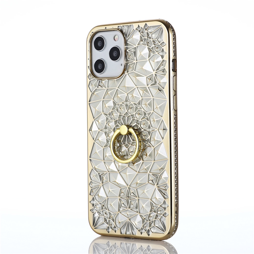 Ốp Điện Thoại Hình Hoa Đính Đá Lấp Lánh Gắn Nhẫn Đỡ Cho iPhone 13 12 11 Pro Max X XR XS Max 7 8 Plus