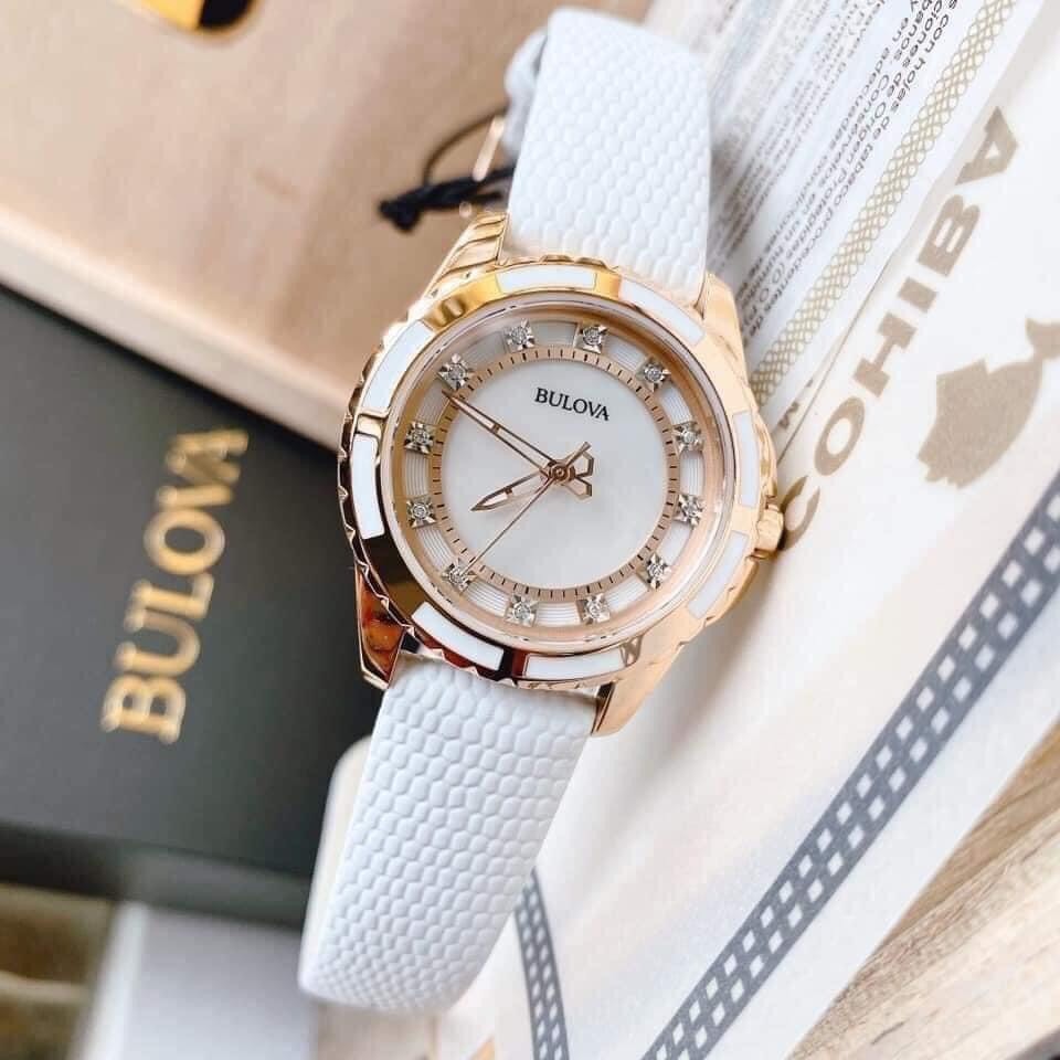 Đồng hồ nữ chính hãng Bulova Diamond 98P119- Máy quartz pin - Kính khoáng