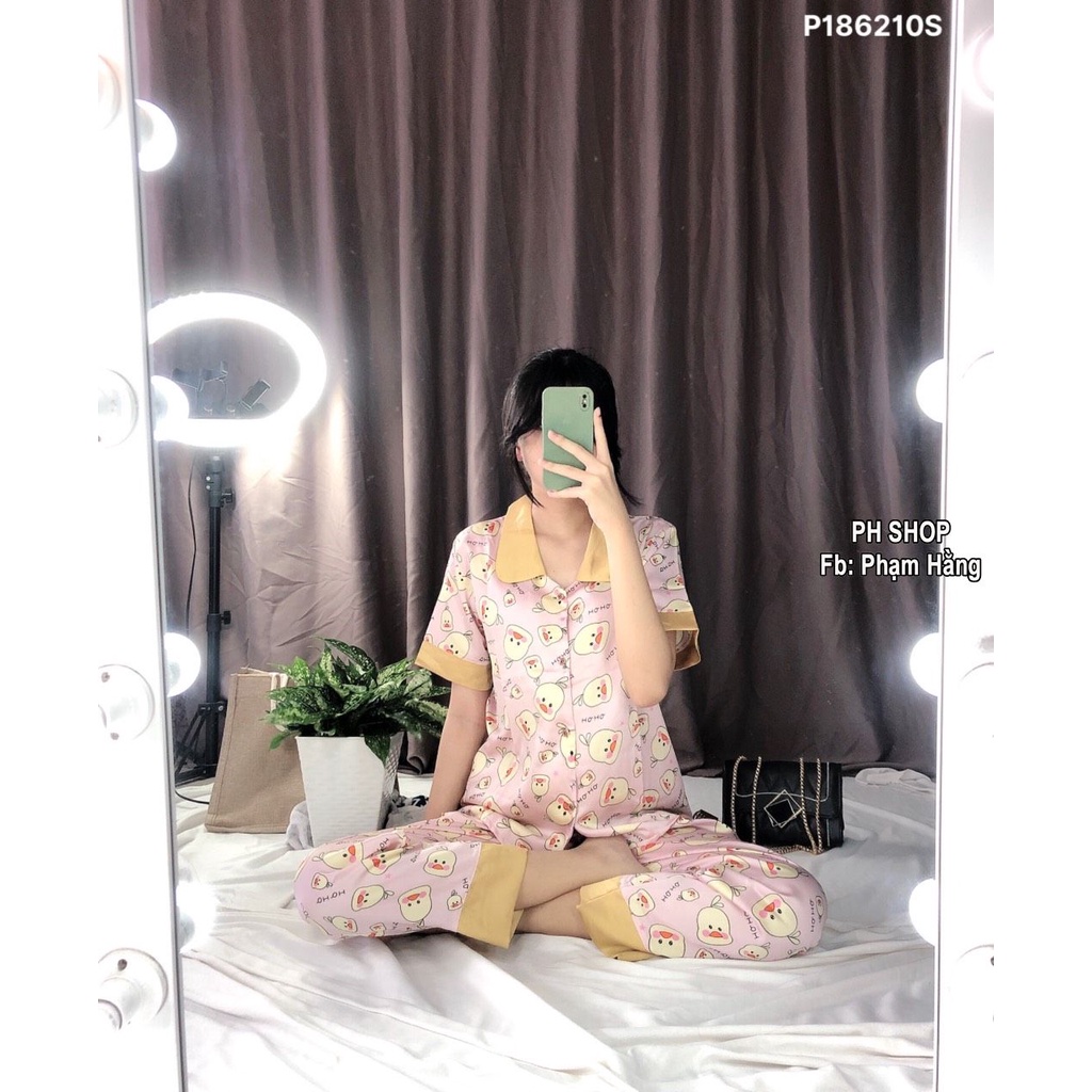 Bộ đồ Pijama Tay Ngắn Vải Satin In 3D Dễ Thương - Chất Mềm Mịn - Thoảng Mát [HÀNG CAO CẤP] (Có Video Thật) | BigBuy360 - bigbuy360.vn