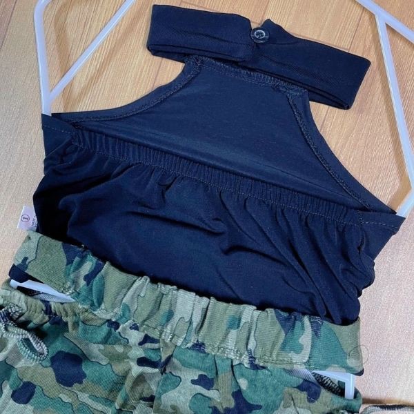 Bộ áo yếm kèm quần kiểu lính cho bé gái từ 1 đến 7 tuổi