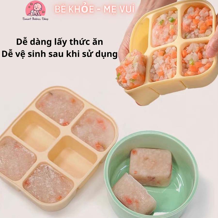 KHAY SILICONE TRỮ ĐÔNG ĐỒ ĂN DẶM , HỘP TRỮ THỨC ĂN CHO BÉ, HỘP ĐỰNG THỰC PHẨM, SMART BABIES SHOP