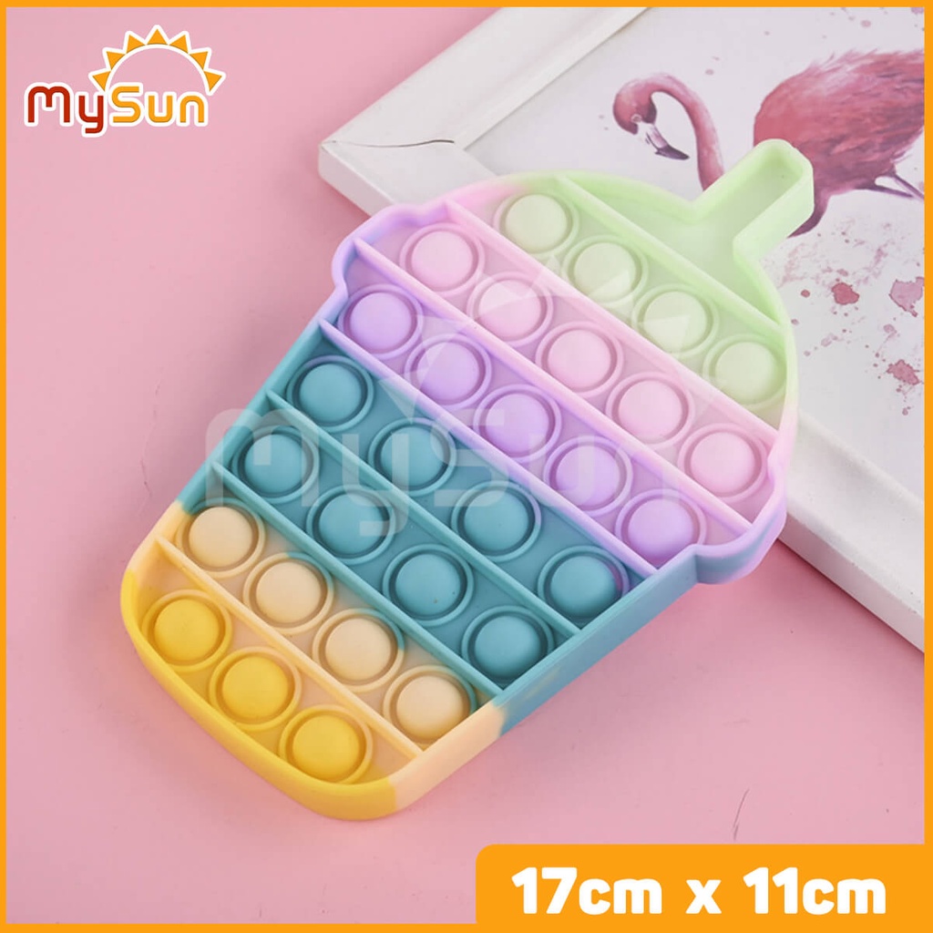 Đồ chơi POP IT mini giá rẻ nhất smart | Pop it nhỏ among us, hello kitty, hình vuông, tròn, trái tim, kem, trà sữa MySun