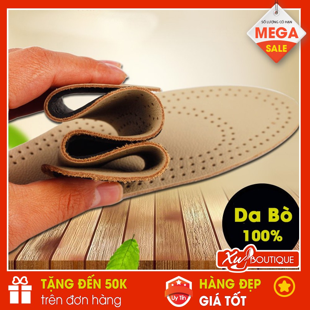 2 Miếng Lót Đế Giày Nam, Nữ - Da Bò Cao Cấp 100%