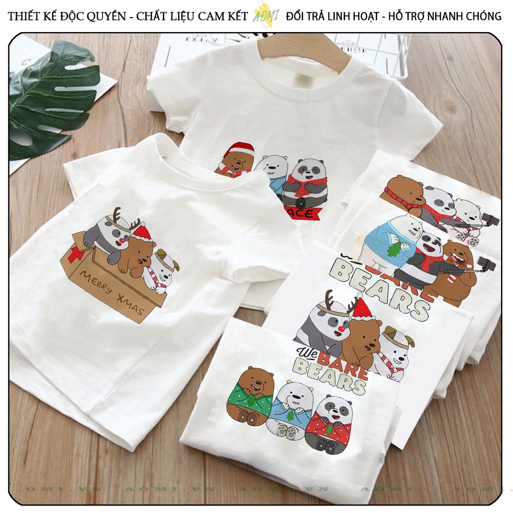 ÁO THUN Kawaii 3 chú gấu we are bear UNISEX PHÔNG TRẮNG TAY NGẮN NAM NỮ GIA ĐÌNH CẶP ĐÔI SIZE TRẺ EM BÉ TRAI GÁI AOMIVN