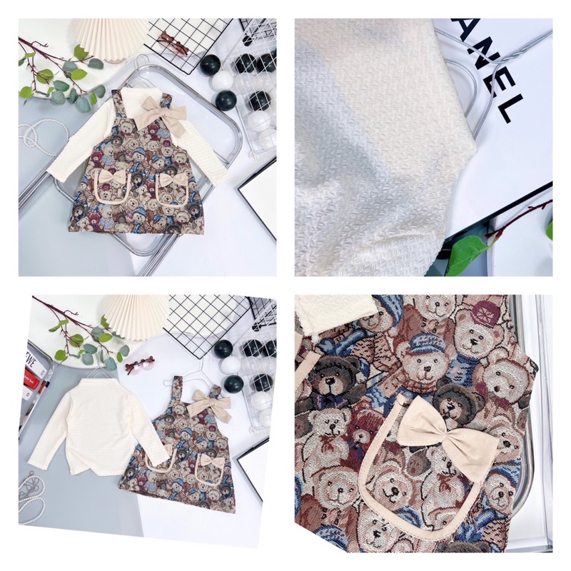 [VÁY BÉ GÁI] Set váy gấu chất đẹp cho bé gái (8-18kg)