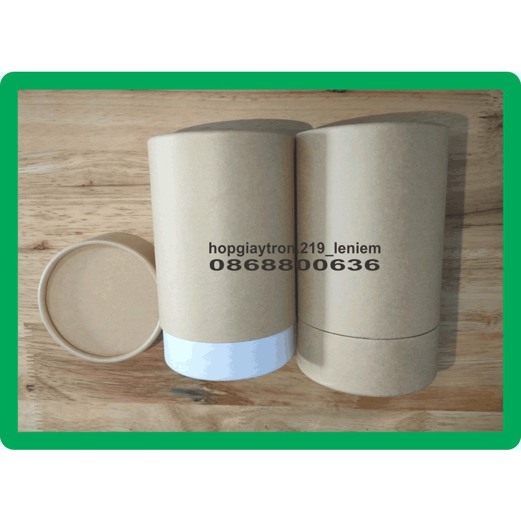 Hộp giấy tròn kraft đựng trà 90 x 160mm, bán hộp giấy tròn kraft tphcm số lượng ít theo yêu cầu có sẵn H90160