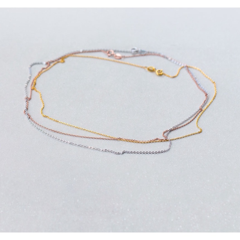 Dây chuyền vàng 18K 【Còn hàng】 100% Dây chuyền bạc thật 925 1.2mm Dây chuyền O Chiều dài khác nhau Mạ vàng hồng 18K cho mặt dây chuyền mỏng