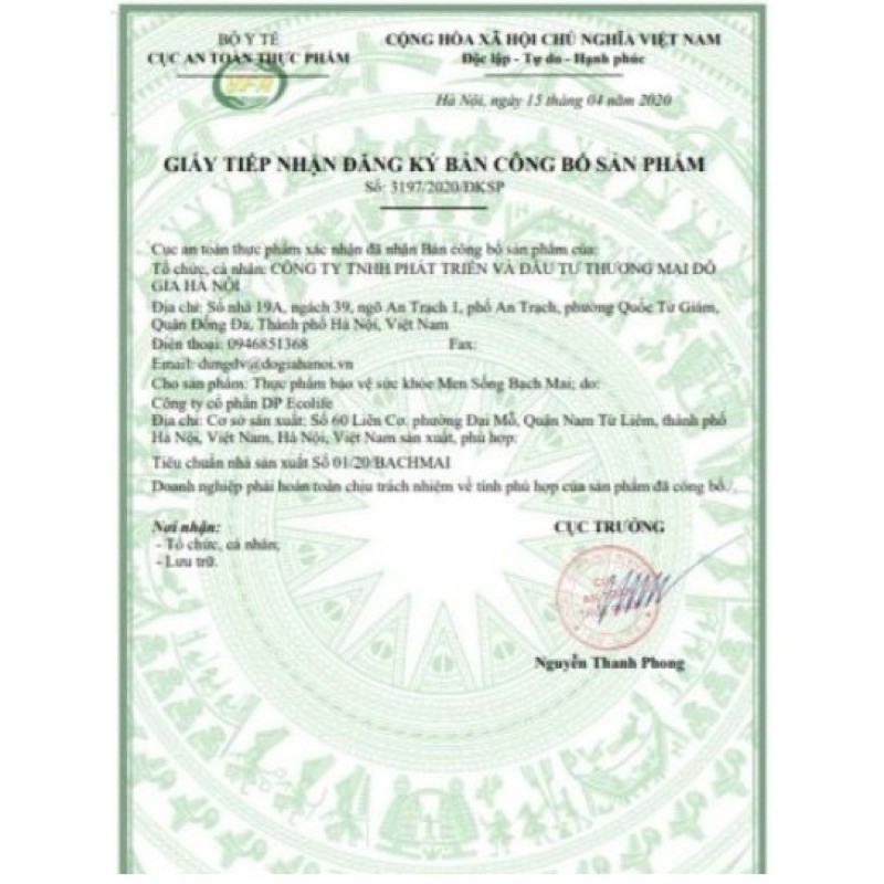 MEN SỐNG BẠCH MAI CHÍNH HÃNG