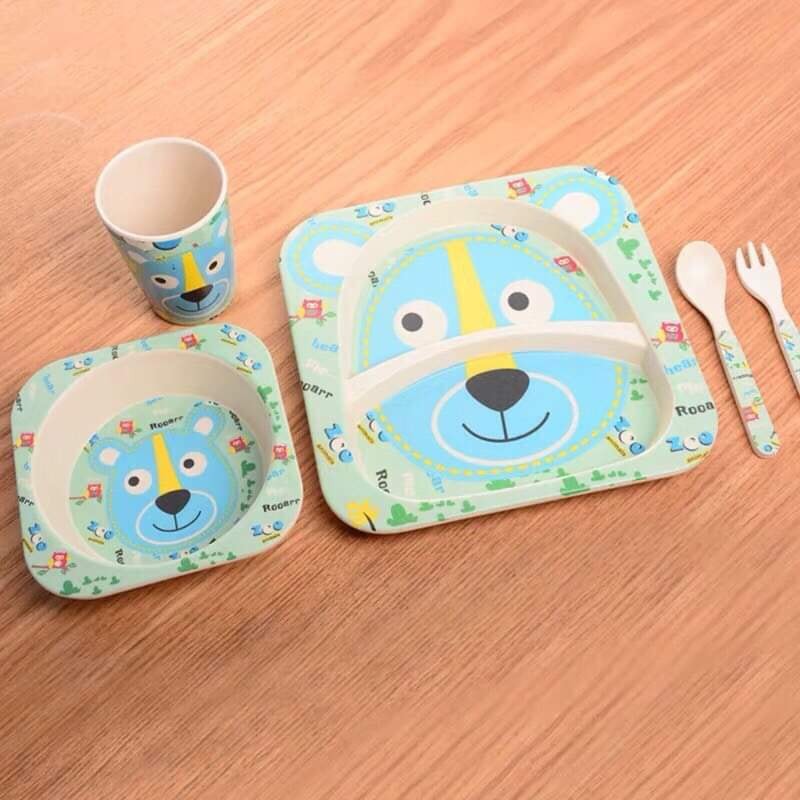 BỘ BÁT ĂN DẶM CAO CẤP HÌNH GẤU LÀM TỪ SỢI TRE