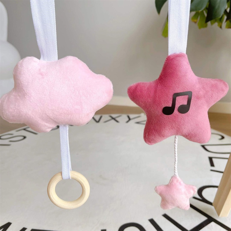 Set 3 Vòng Lục Lạc Hình Trăng Sao Mềm Mại Treo Xe Đẩy Em Bé