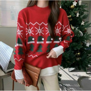Áo len noel 3 màu đen đỏ trắng