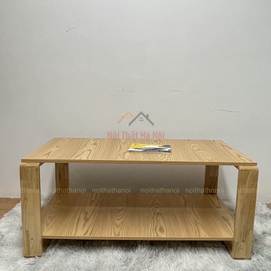 Bàn Trà Sofa 2 Tầng, Bàn Sofa Phòng Khách Phong Cách Nhật Bản, Chân Gỗ Tự Nhiên Bền Đẹp Dễ Lắp Ráp