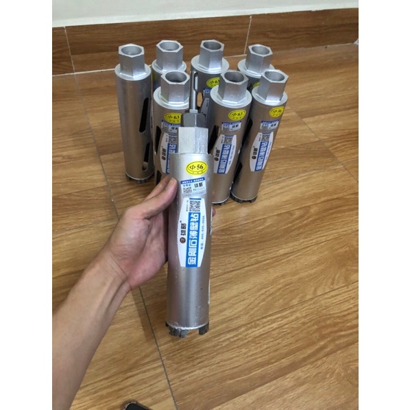 Mũi Khoan Rút Lõi Khô Phi 56, 63 dài 250mm  chuyên dùng cho thợ điều hòa, mũi rút lõi