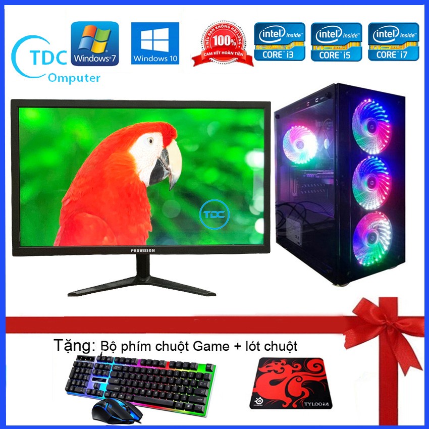 Bộ máy tính để bàn chuyển game,Màn 24 inch FULL, Core i7 4770, i5, i3, G3220 | RAM 8GB | SSD 128GB | VGA GTX 750TI 2GB.