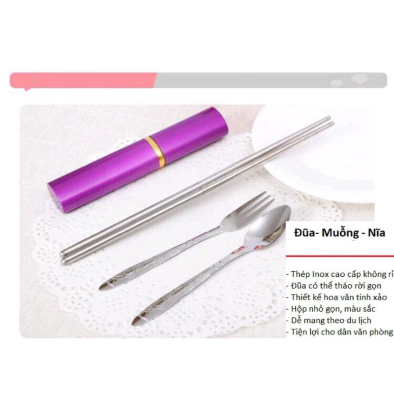 BỘ BA MÓN MUỖNG ĐŨA NĨA MINI CHẤT LIỆU THÉP KHÔNG GỈ CAO CẤP