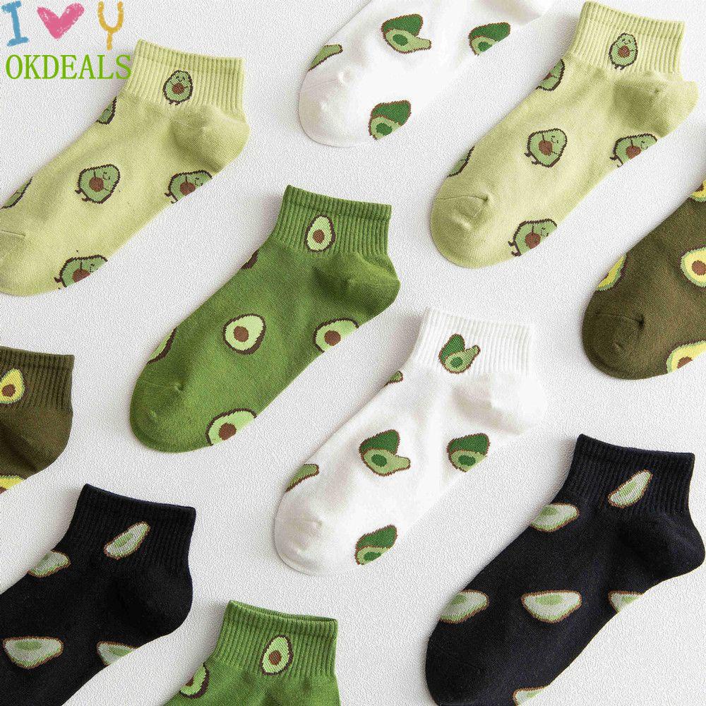 Đôi vớ cotton cổ thấp co giãn in hình quả bơ Nhật Bản dễ thương thời trang xuân thu cho nữ