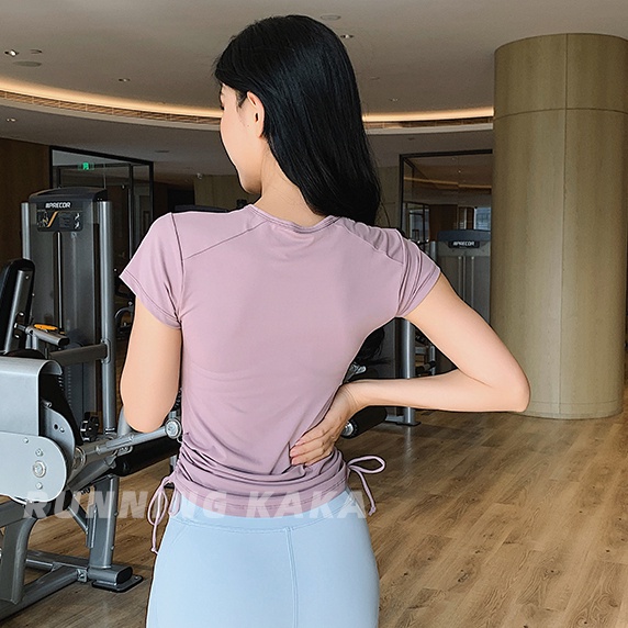 Áo thun thể thao ngắn tay phối dây kéo thời trang năng động cho nữ