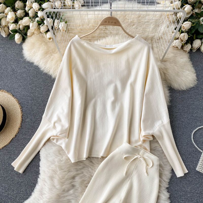 Full set len áo len cánh dơi + quần len dệt kim