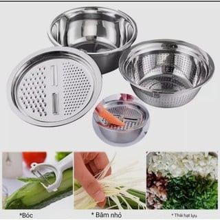 Set rổ bào đa năng inox sáng bóng tiện lợi