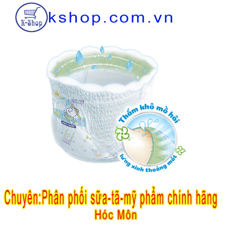 Tã quần Bobby size L68 miếng (9-13kg)- ĐỆM LƯNG THẤM MỒ HÔI