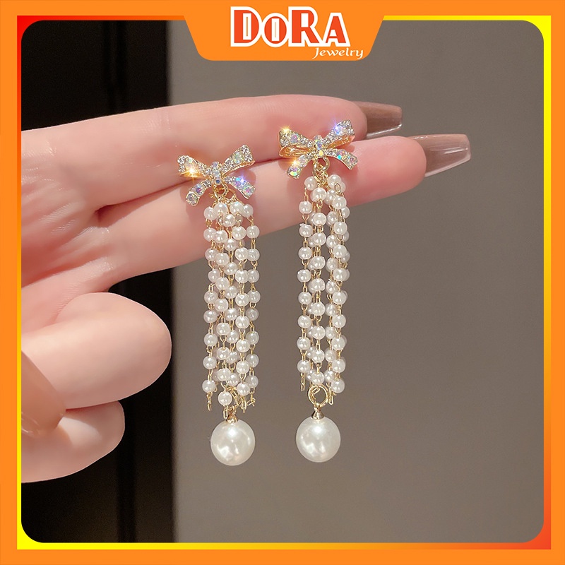 Bông tai kết nơ tua rua sành điệu kiểu dáng xinh xắn thích hợp đi dạo phong cách cá tính - [LiTa Stores]
