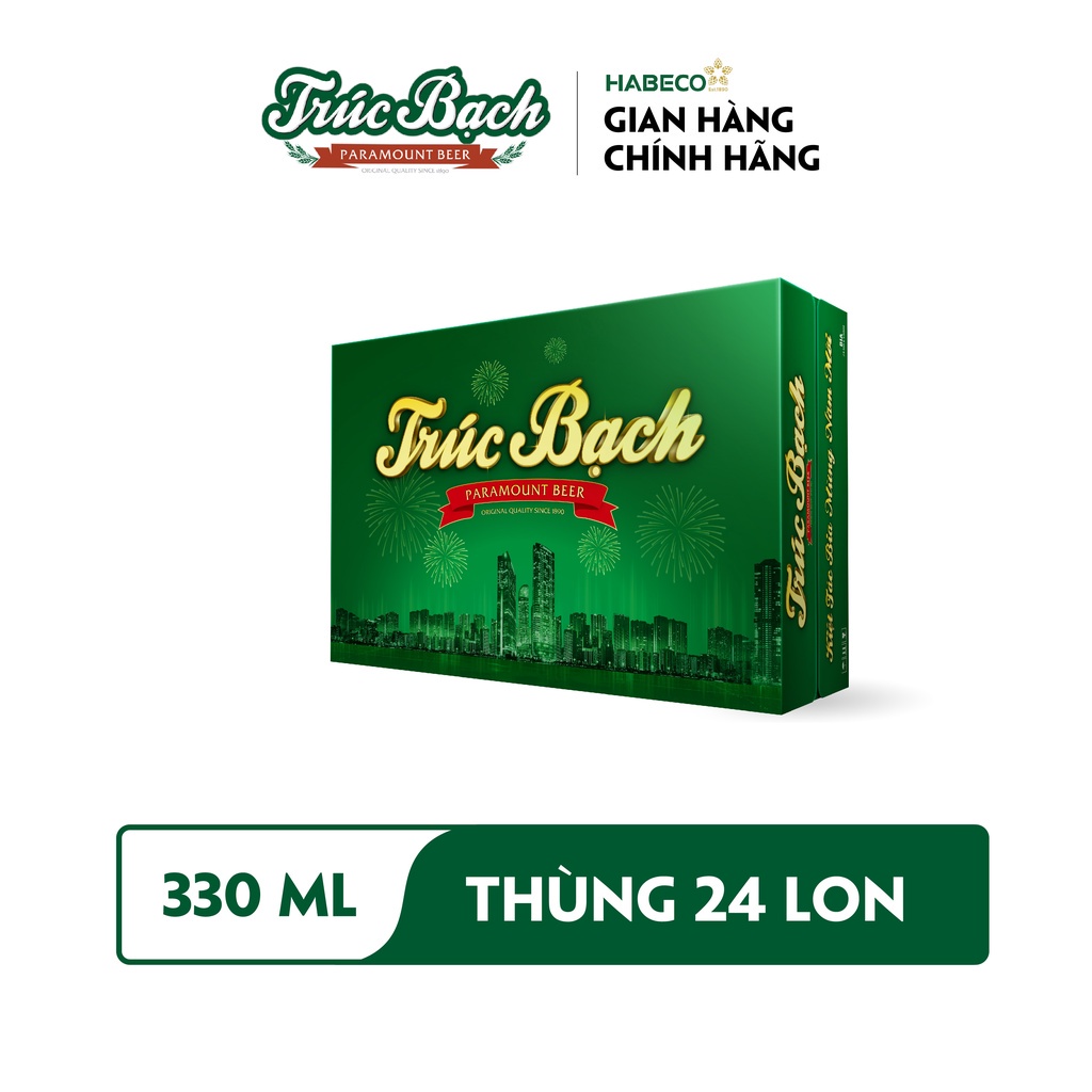 Hỏa Tốc TP Hà Nội - Thùng 24 lon Bia Trúc Bạch - HABECO (330ml/lon) - Phiên bản Tết