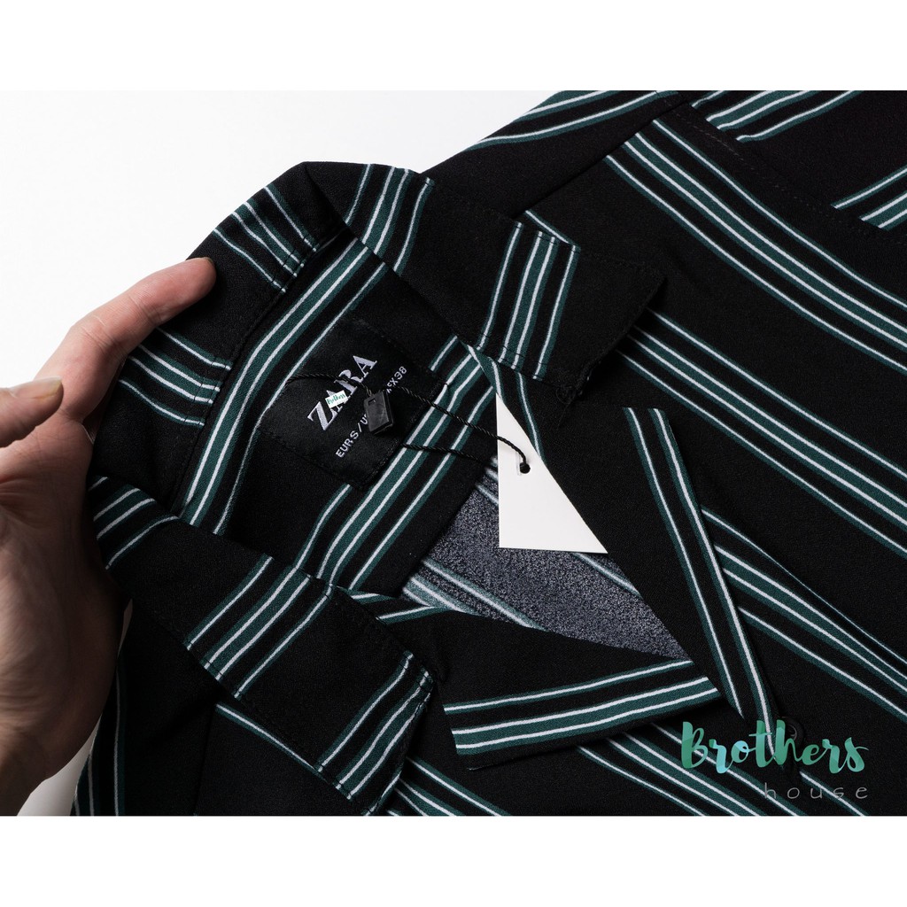 |Cao cấp| Áo sơ mi nam tay ngắn kẻ sọc zara vải lụa, mặc chống nhăn bao mát