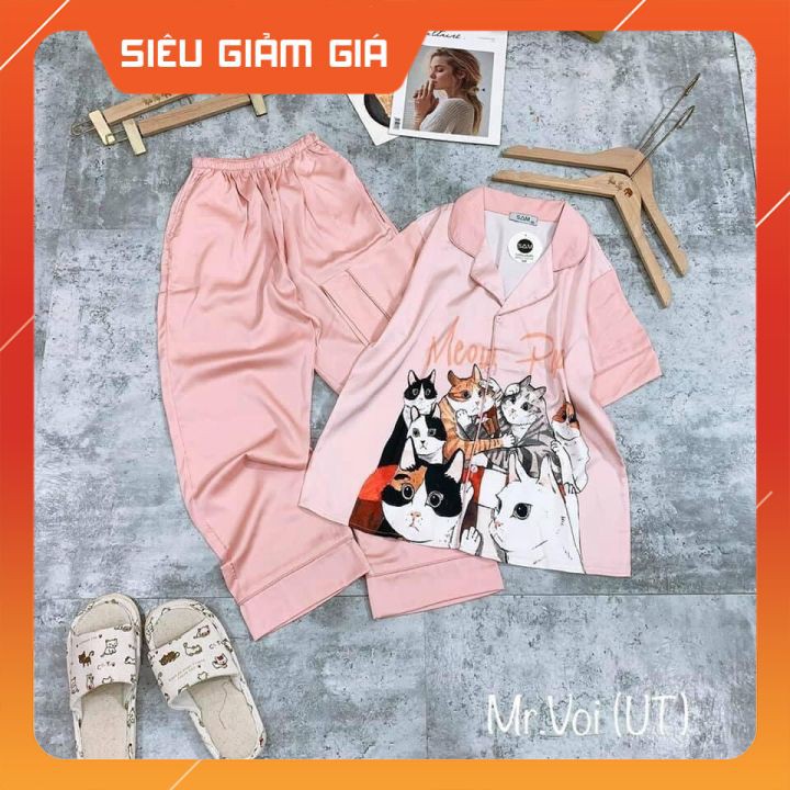 Bộ ngủ lụa pizama ⚡CHUẨN MÁC SAM ⚡ lụa pijama hàng loại 1, chất liệu latin,satin nhẹ mát, lịch sự, thoải mái.