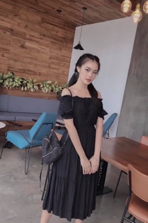 Đầm trắng cổ bèo 3 tầng (kèm hình thật)
