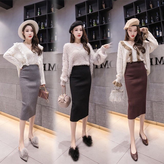 Chân váy len bút chì trơn sẻ sau và sẻ cạnh ( ảnh kèm video) | BigBuy360 - bigbuy360.vn