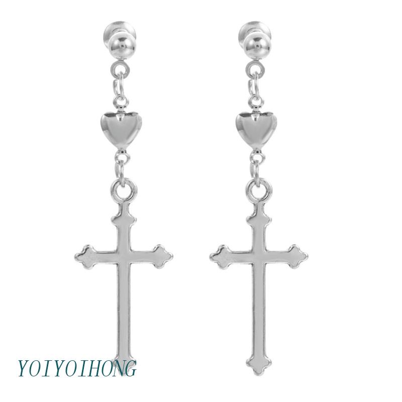 Đôi Khuyên Tai HìNh Chữ ThậP TráI Tim TháNh Giá ThờI Trang Cho Nữ