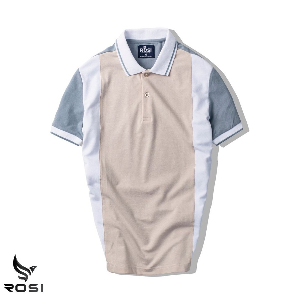 Áo thun nam cao cấp Rosi PL05 cổ polo tay bo ngắn,vải cotton cá sấu phối màu hiện đại,dáng ôm (Slimfit) trẻ trung.