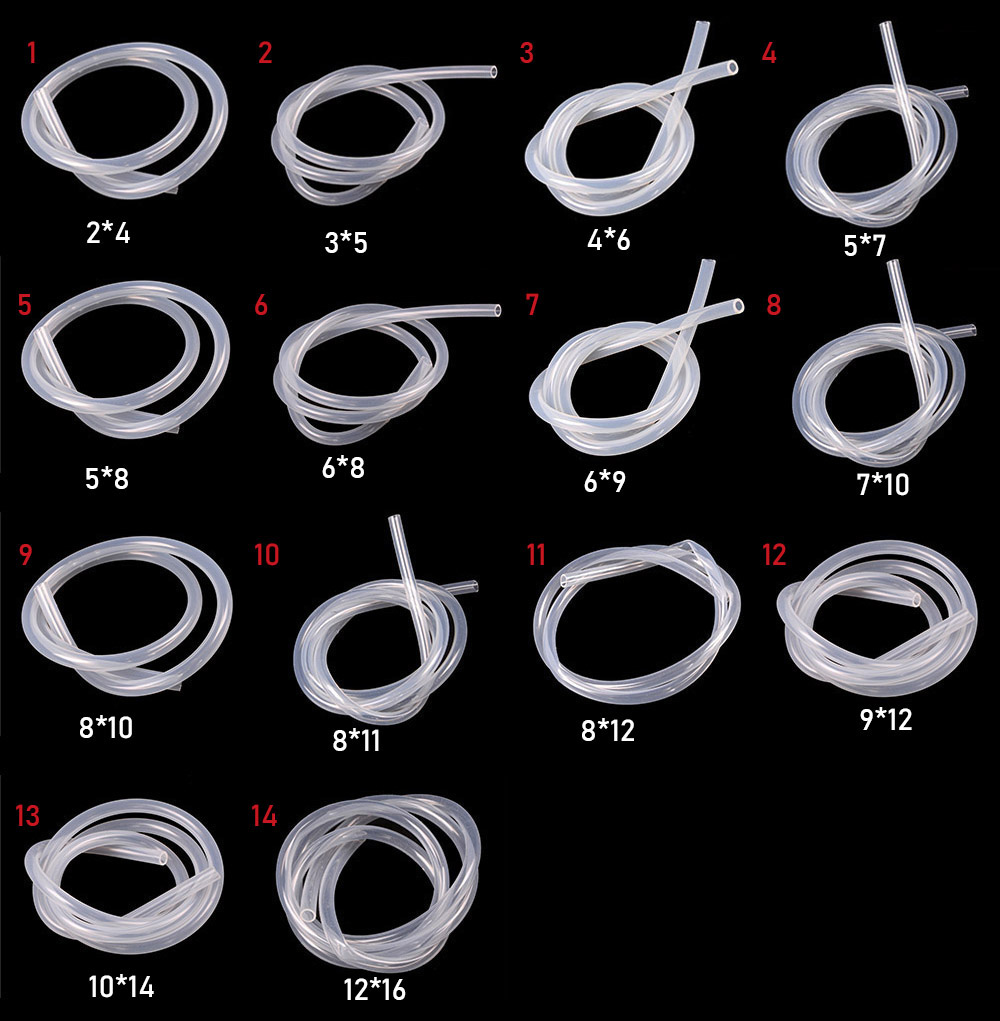 CLEAR Ống Silicone Trong Suốt Chất Lượng Cao Đường Kính 4-16mm Dài 1m