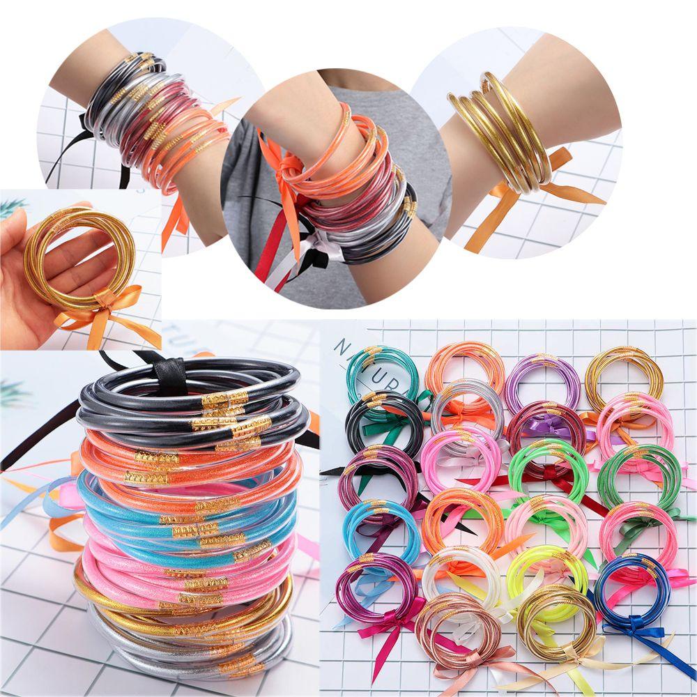 Bộ Vòng Tay Silicone Đính Nơ Lấp Lánh DIY