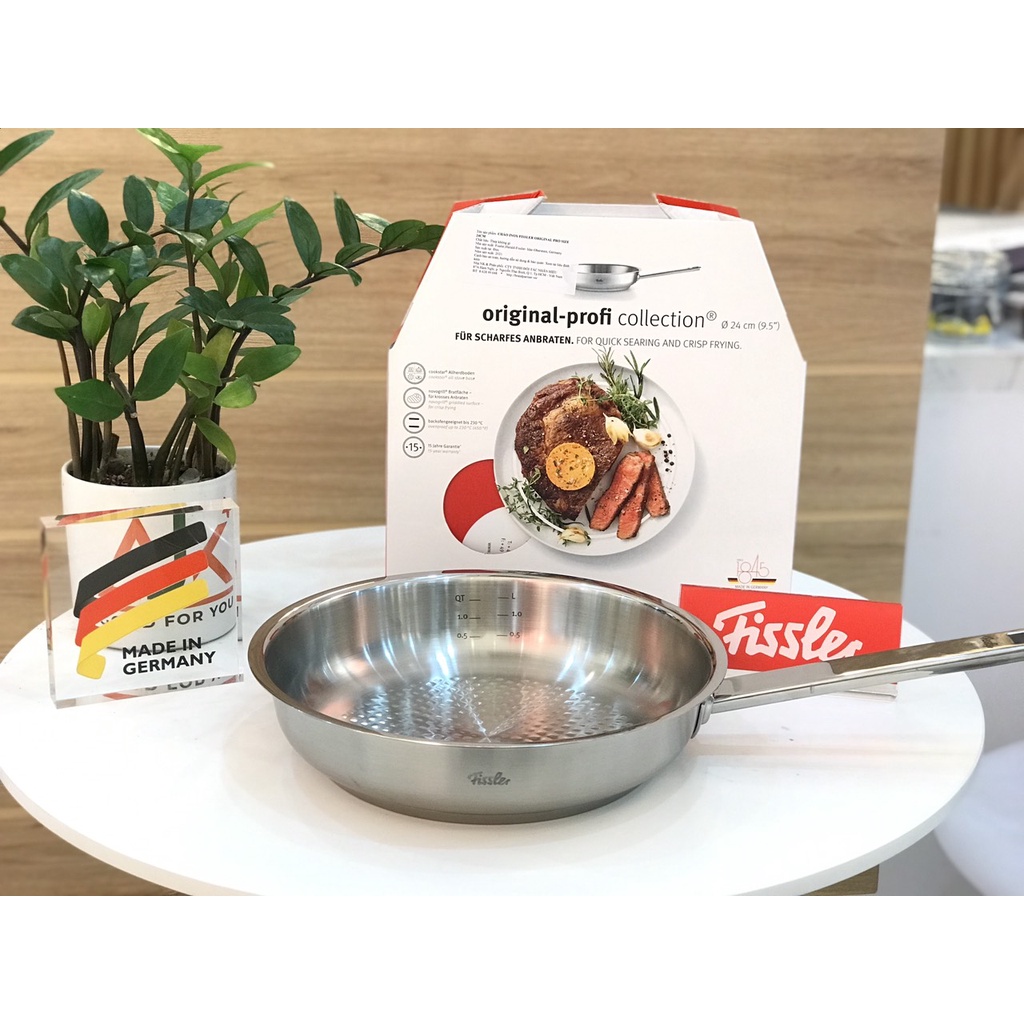 Chảo inox cao cấp Fissler Original Profi Collection 24cm - Hanfgc hính hãng, bảo hành 12 tháng