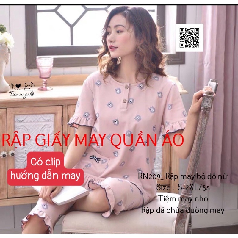 RN209_rập giấy may bộ đồ lửng nữ