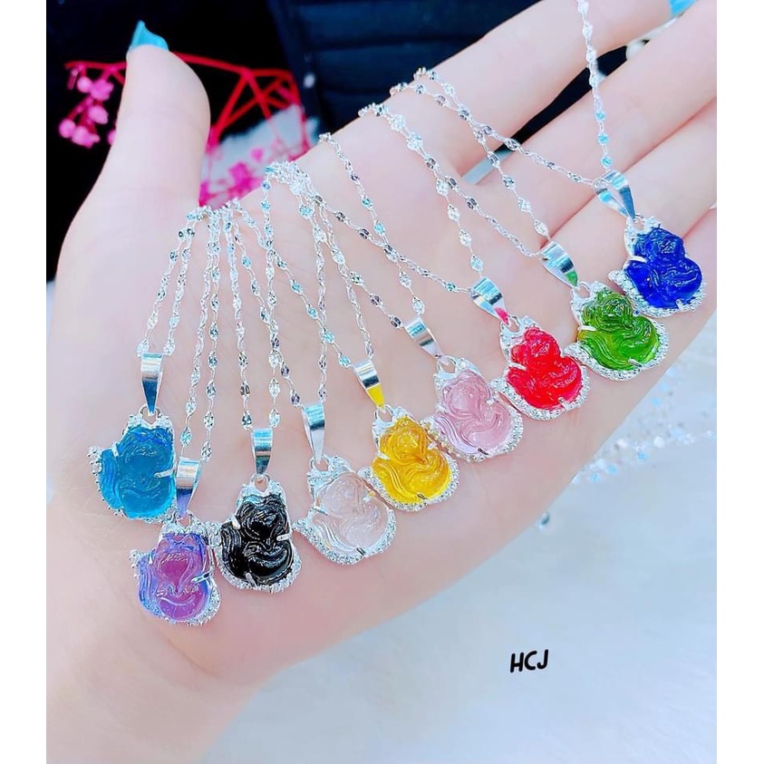 Dây chuyền nữ bạc thật mặt hồ ly đính đá đủ màu may mắn tình duyên - Kho sỉ bạc Nhất Linh