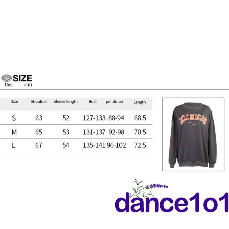 AL Áo sweatshirt baggy dài tay in chữ cái mùa xuân cho nữ