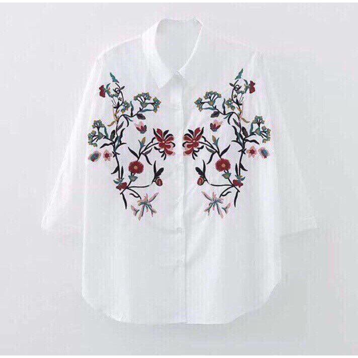 Sơ mi trắng thêu hoa