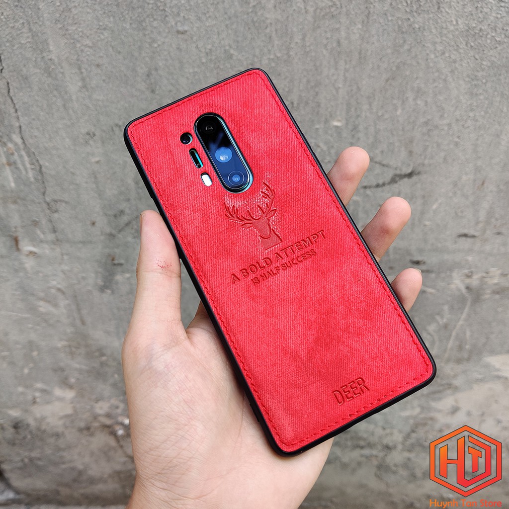 Ốp lưng Oneplus 8 Pro vân vải khắc 3D hình Nai (Full màu)