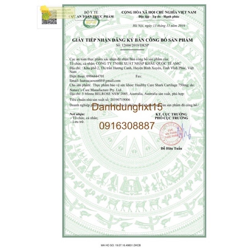 Sụn Vi Cá mập Healthy Care Úc