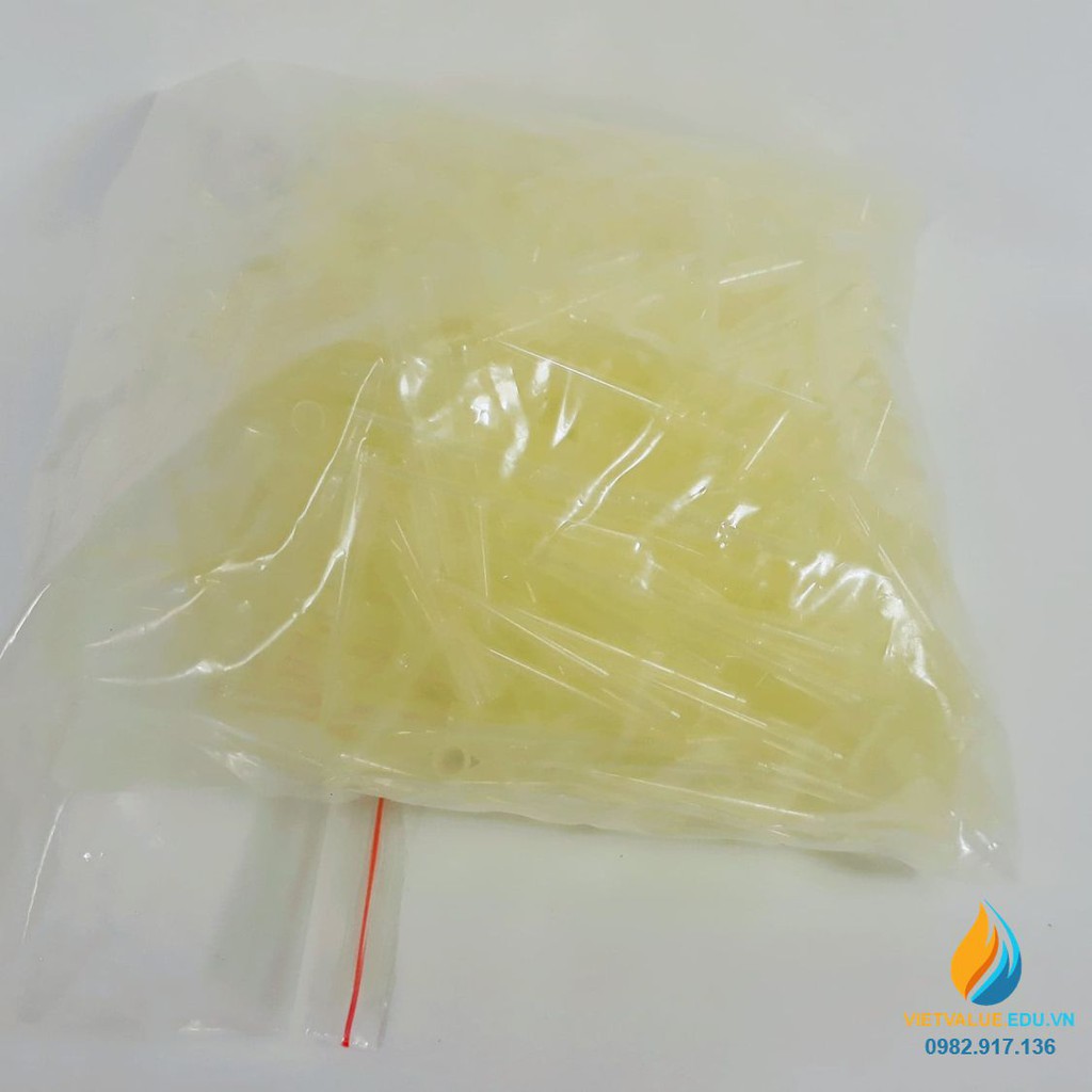 Túi 1000 cái đầu côn pipet hút, loại 0.1ml, nhựa PP màu vàng sọc tiệt trùng