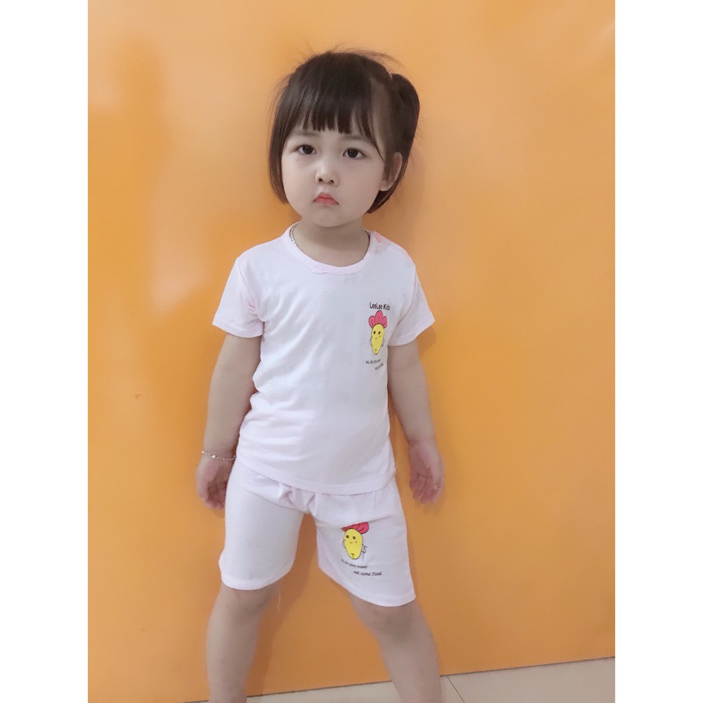 Bộ Cotton cộc tay thông hơi Lee lee kids