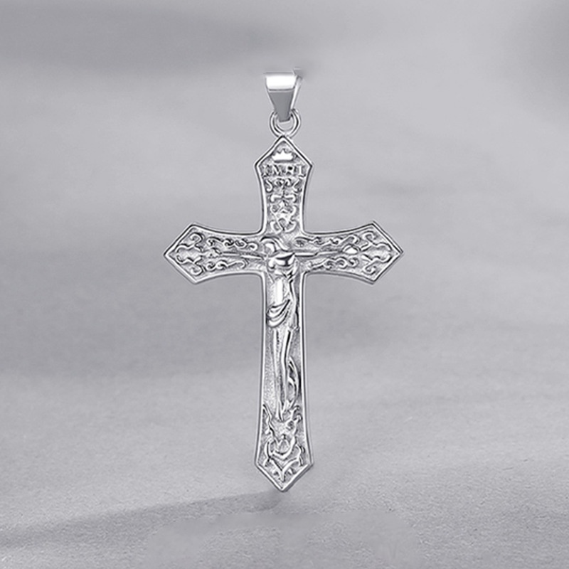 Vòng cổ Bằng Thép Không Gỉ Mặt Thánh Giá Màu Bạc Dành Cho Cặp Đôi